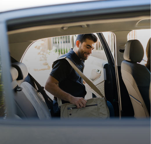 Passenger getting into rideshare